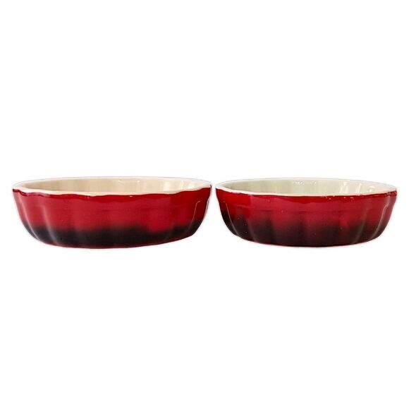 2 ROCQ‎ Parisian Patisserie Ramekins Quiche Tart Pie Baking Dish Set Ombre Red - Picture 11 of 16
